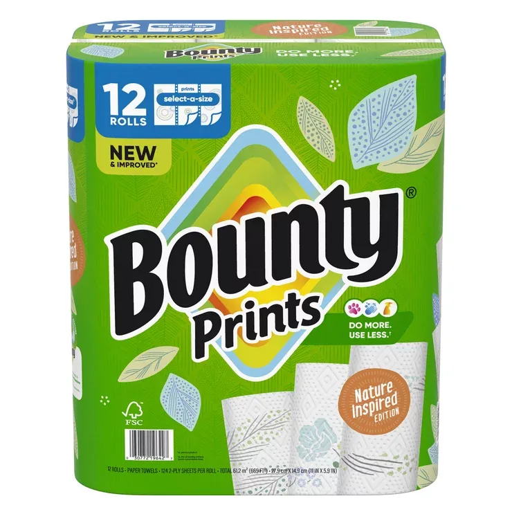 Bounty Бумажные полотенца с рисунком 124 листа х 12 рулонов